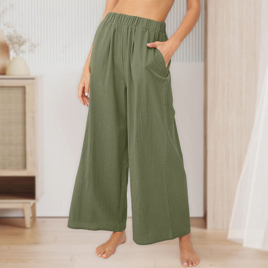 New Spring and Summer Women's High Waist Loose Casual Wide Leg Pants